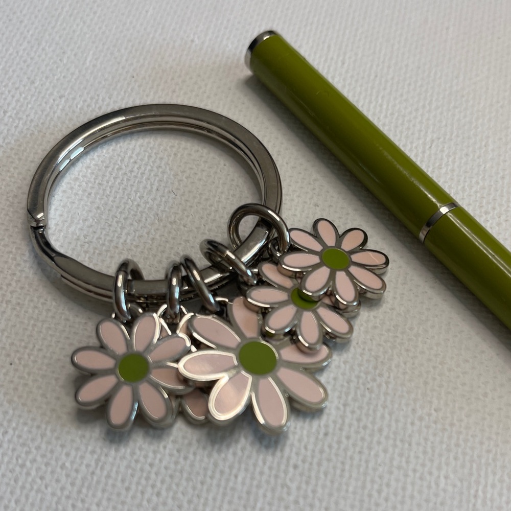 Coach Floral Charm Keychain with Pink and Green Accents and Coach Pen - Picture 3 of 6